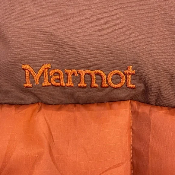 Marmot Jacket Men's XXL Orange Brown 600 Down Fill Quilted Greenridge Puffer Ski